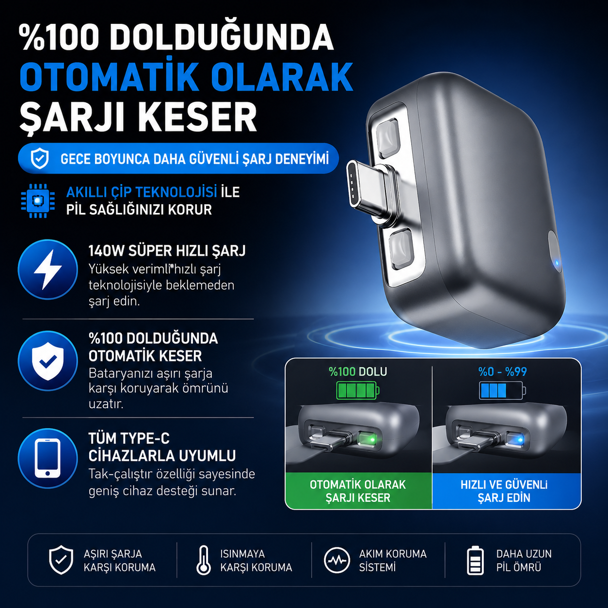 Type-C Otomatik Şarj Koruma